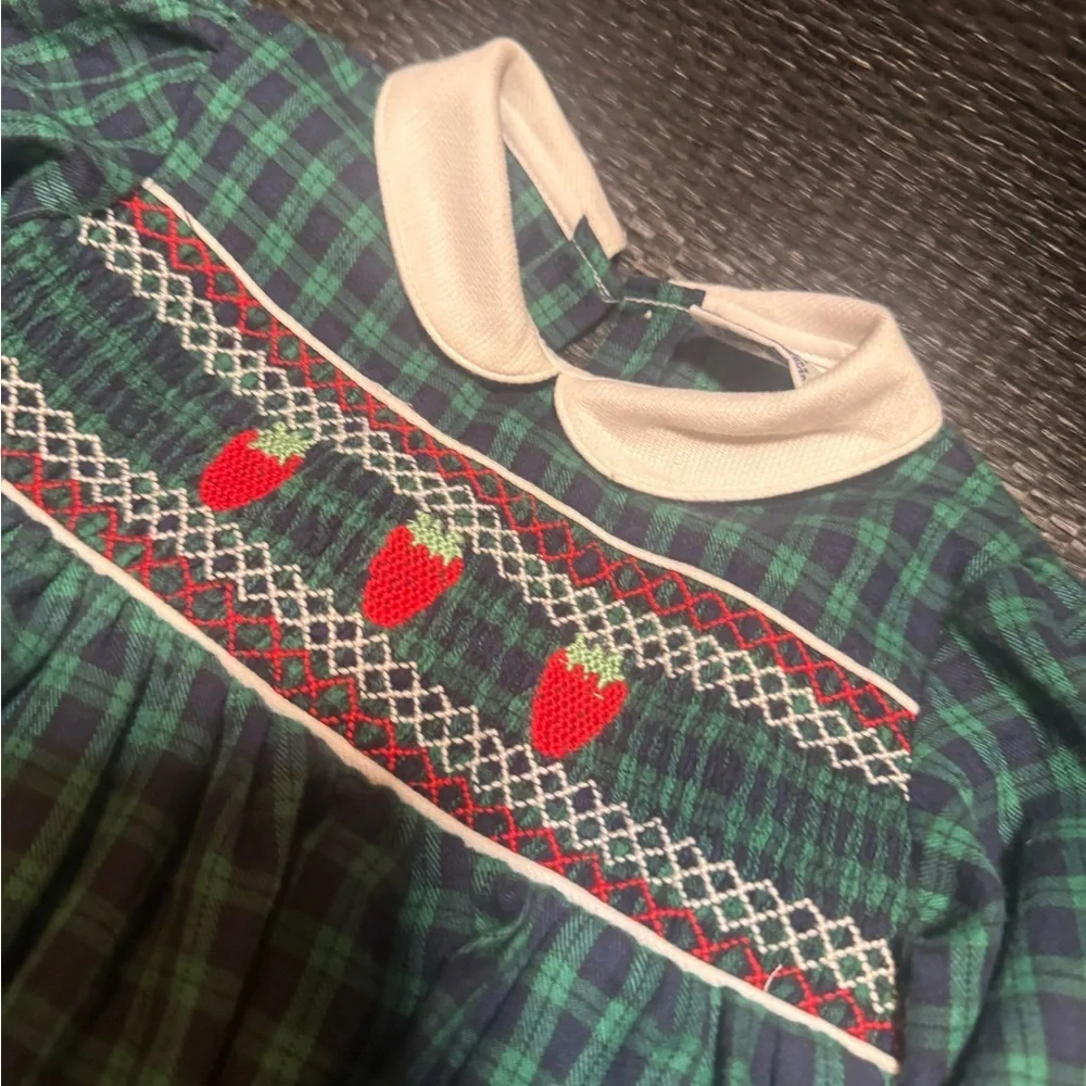 Freitag Green Plaid Dress with Strawberries